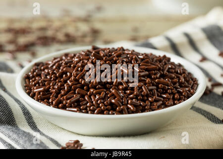 Sweet Sugary Chocolate Sprinkles in a Bowl Stock Photo