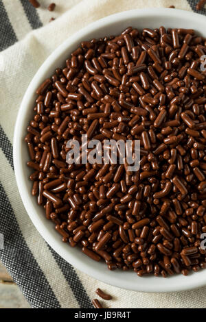 Sweet Sugary Chocolate Sprinkles in a Bowl Stock Photo