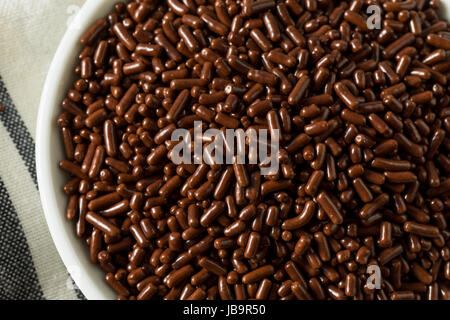 Sweet Sugary Chocolate Sprinkles in a Bowl Stock Photo