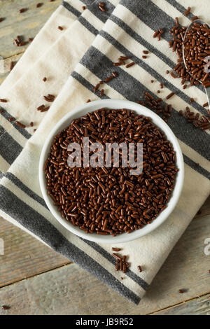 Sweet Sugary Chocolate Sprinkles in a Bowl Stock Photo