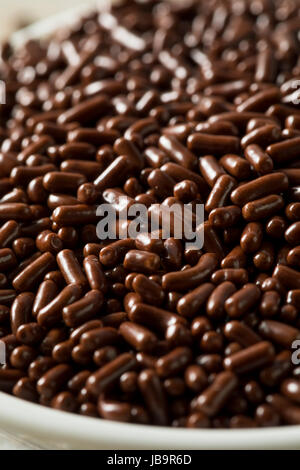 Sweet Sugary Chocolate Sprinkles in a Bowl Stock Photo