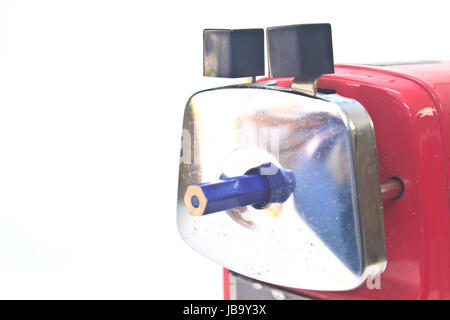 red pencil sharpener on white background Stock Photo