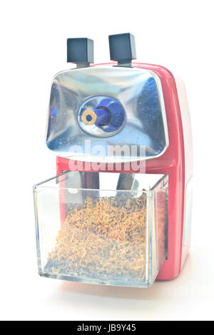 red pencil sharpener on white background Stock Photo