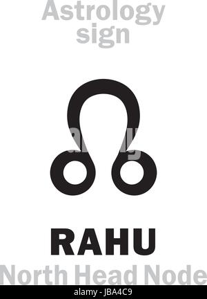 Astrology Alphabet: RAHU (Caput Draconis), Lunar Ascending North Head Node. Hieroglyphics character sign (single symbol). Stock Vector
