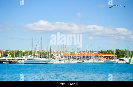 Beautiful view on yachts in Novigrad port, Croatia Stock Photo