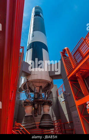 LC19 flame bucket, Gemini on Titan rocket, Kansas Cosmosphere and Space Center, Hutchinson, Kansas. Stock Photo