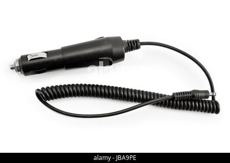 Black car adapter for your mobile phone isolated on white background Stock Photo