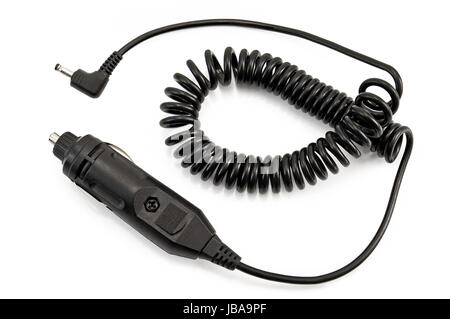 Black car adapter is isolated on a white background Stock Photo