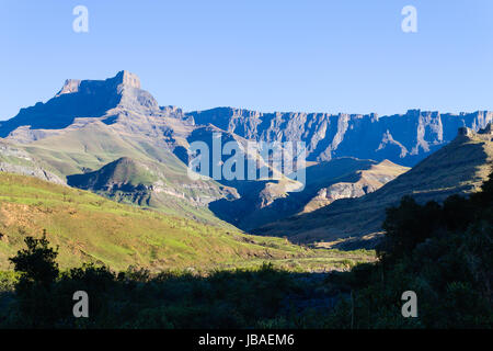 South African landmark, Amphitheatre from Royal Natal National Park. Drakensberg mountains  landscape. Top peaks Stock Photo