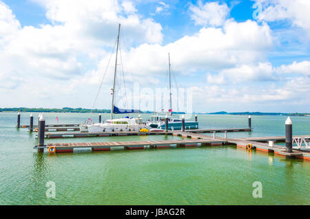 Yachts and boats in Danga Bay marina of Johor, Malaysia Stock Photo