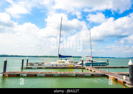 Yachts and boats in Danga Bay marina of Johor, Malaysia Stock Photo