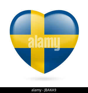 Heart with Swedish flag colors. I love Sweden Stock Photo