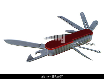 3D digital render of a multi tool knife isolated on white background Stock Photo