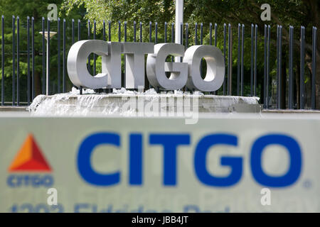 A logo sign outside of the headquarters of the Citgo Petroleum Corporation in Houston, Texas, on May 27, 2017. Stock Photo