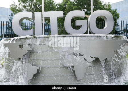 A logo sign outside of the headquarters of the Citgo Petroleum Corporation in Houston, Texas, on May 27, 2017. Stock Photo