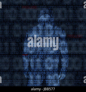 Binary codes with hacked password on black background Stock Photo