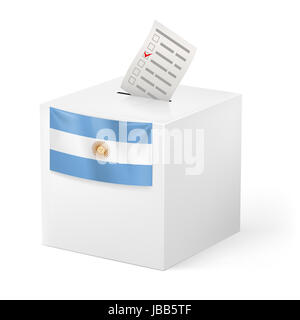 Election in Argentina: ballot box with voting paper on white background Stock Photo