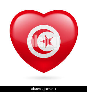 Heart with Tunisian flag colors. I love Tunisia Stock Photo