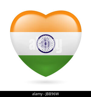 Heart with Indian flag colors. I love India Stock Photo