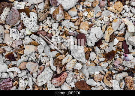 Closeup abstract textures and patterns of gravel beach in Thailand Stock Photo