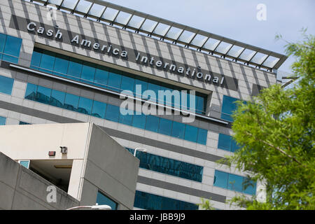 A logo sign outside of the headquarters of Cash America International, Inc., in Fort Worth, Texas, on May 29, 2017. Stock Photo