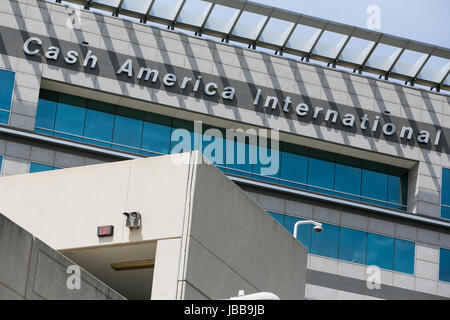 A logo sign outside of the headquarters of Cash America International, Inc., in Fort Worth, Texas, on May 29, 2017. Stock Photo