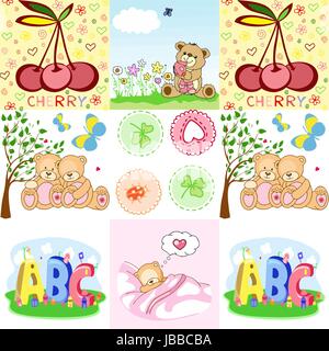teddy bear cartoon pattern Stock Vector