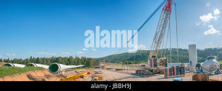 construction site for building new wind turbines Stock Photo