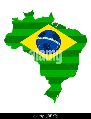Karte und Fahne von Brasilien mit Fußball