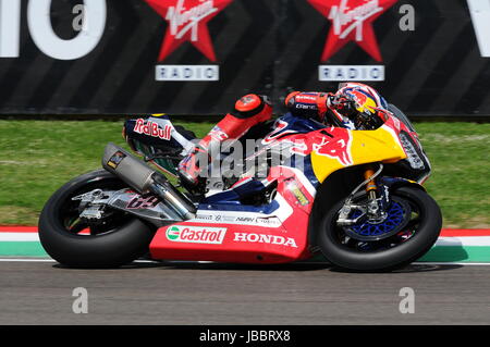 San Marino Italy - May 12: Nicky Hayden USA Honda CBR1000RR Honda World Superbike Team in action during the Superbike Qualifying session at the FIM Su Stock Photo