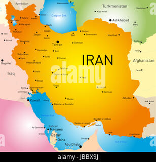 vector detailed map of Iran country Stock Photo
