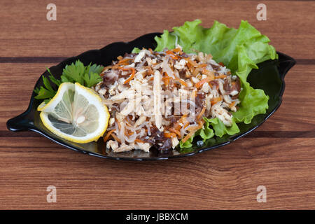 Fresh salad with funchozy, meat and vegetables Stock Photo