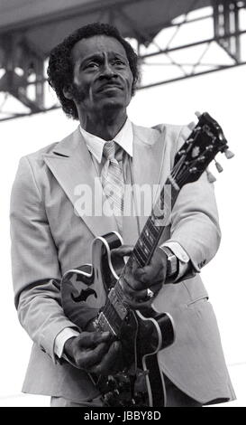 Chuck Berry performing at the Capital Radio Jazz Festival in Stock ...