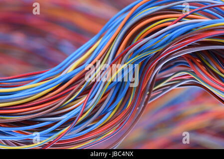 Multicolored computer and electrical cable Stock Photo