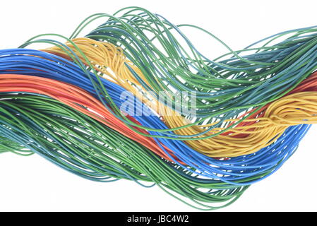 Multicolored computer and electrical cable isolated on white background Stock Photo