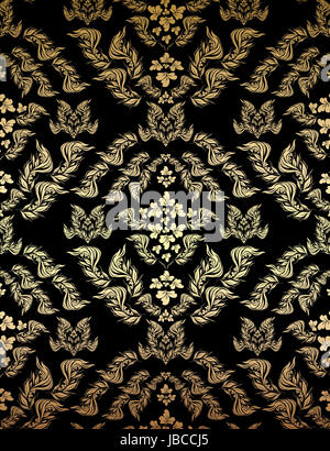 Vector decorative golden seamless floral ornament on a black background Stock Photo