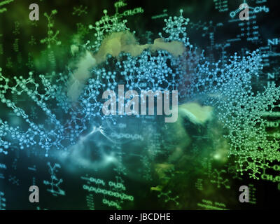 Molecular Dreams series. Backdrop composed of conceptual atoms, molecules and fractal elements and suitable for use in the projects on biology, chemistry, technology, science and education Stock Photo