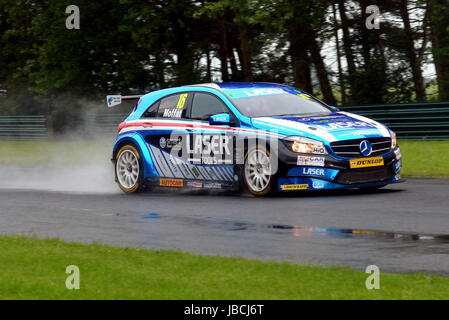 Dalton On Tees, UK. 10, June, 2017. Aiden Moffat driving car number 16, the Mercedes-Benz A-Class for Laser tools racing at the Dunlopr MSA British Touring Car Championship at Croft Circuit. Driving in heavy rain on the Dunlop MSA British Touring Car Championship Free Practice. © Rob Chambers/ Alamy Live News Stock Photo