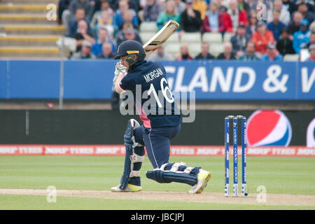 Birmingham, England, 10 June 2017. Eoin Morgan batting for England against Australia in the ICC Champions Trophy Group A match at Edgbaston. Credit: Colin Edwards/Alamy Live News. Stock Photo