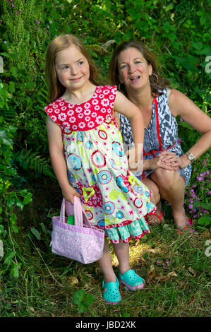 Down's Syndrome model, Natty (Natalie) Goleniowska with her mother Hayley. Stock Photo