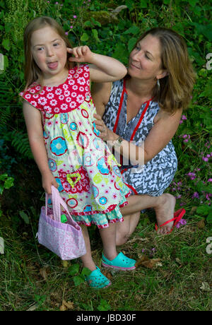 Down's Syndrome model, Natty (Natalie) Goleniowska with her mother Hayley. Stock Photo