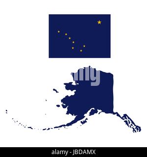Alaska Flag and state map Stock Vector