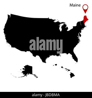 map of the U.S. state of Maine vector Stock Vector