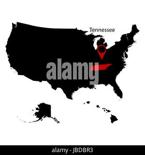map of the U.S. state of Tennessee  Stock Vector