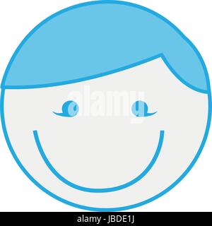 blue round man face cartoon Stock Vector