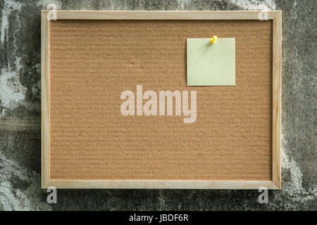 Paper note pin on cork board. Blank notes for add text message. sticker note. Stock Photo