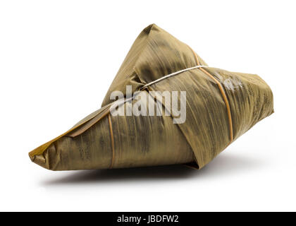 Chinese Sticky Rice Dumplings Isolated On White Background with Clipping Path in Full Depth of Field. Stock Photo