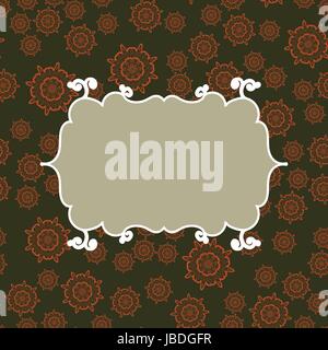 Frame on seamless pattern background. Vector illustration endless design. Abstract geometric frame. Stylish decorative label. Geometric ornament. Feminine oriental style Stock Vector