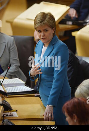 Scottish Politicians attend the weekly First Minister’s Questions in Holyrood, Edinburgh.   Featuring: Nicola Sturgeon Where: Edinburgh, United Kingdom When: 11 May 2017 Credit: Euan Cherry/WENN.com Stock Photo