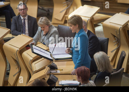 Scottish Politicians attend the weekly First Ministers Questions in Holyrood, Edinburgh.  Featuring: Nicola Sturgeon Where: Edinburgh, United Kingdom When: 11 May 2017 Credit: Euan Cherry/WENN.com Stock Photo